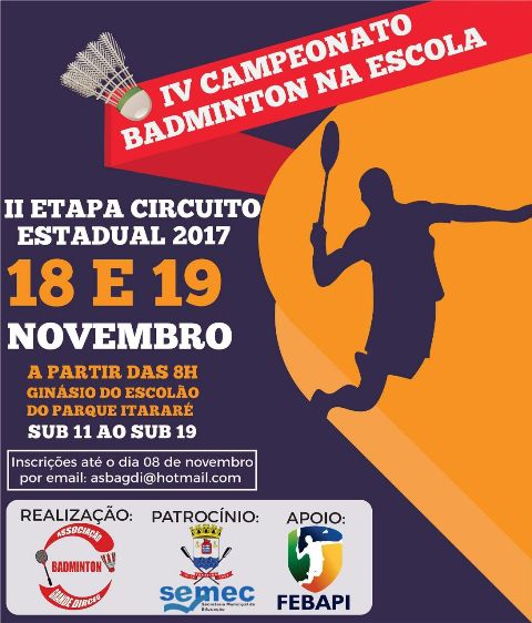 Badminton, competio, sucesso, promete, Estadual, Circuito, agitar, atividade, atletas, etapas, mant-los, edio, anteriores, feito, Escola, entra, Confirmando